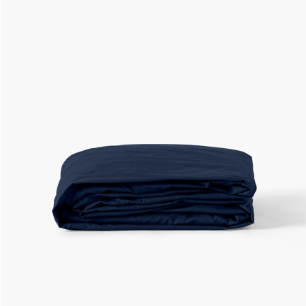 Neo navy cotton percale fitted sheet