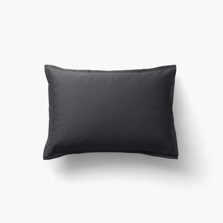 Rectangular pillow case in jacquard cotton satin, polka dots and stripes, Prestige, black