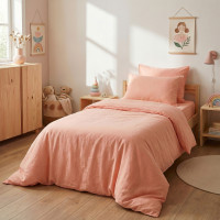 Housse de couette coton bio enfant Souffle nectar de pêche