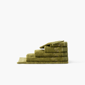 Parure de bain coton et viscose de bambou Silvalys vert mousse
