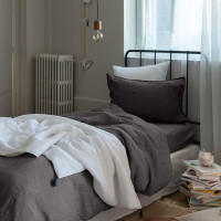 Housse de couette enfant lin et coton lavé Songe charbon