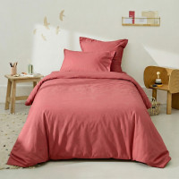 Housse de couette coton enfant Neo bois de rose