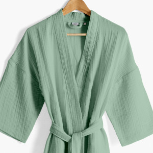 Peignoir femme gaze de coton biologique Naturelle eucalyptus
