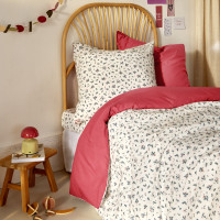 Housse de couette coton enfant Neo rose botanic