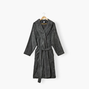 Peignoir mixte Sasha Basalte et noir coton