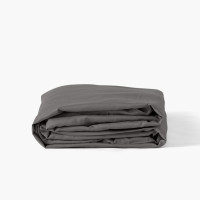 Drap housse satin de coton lavé bio Quartz galet