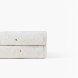 Serviette de toilette coton Zéphire ivoire coeur
