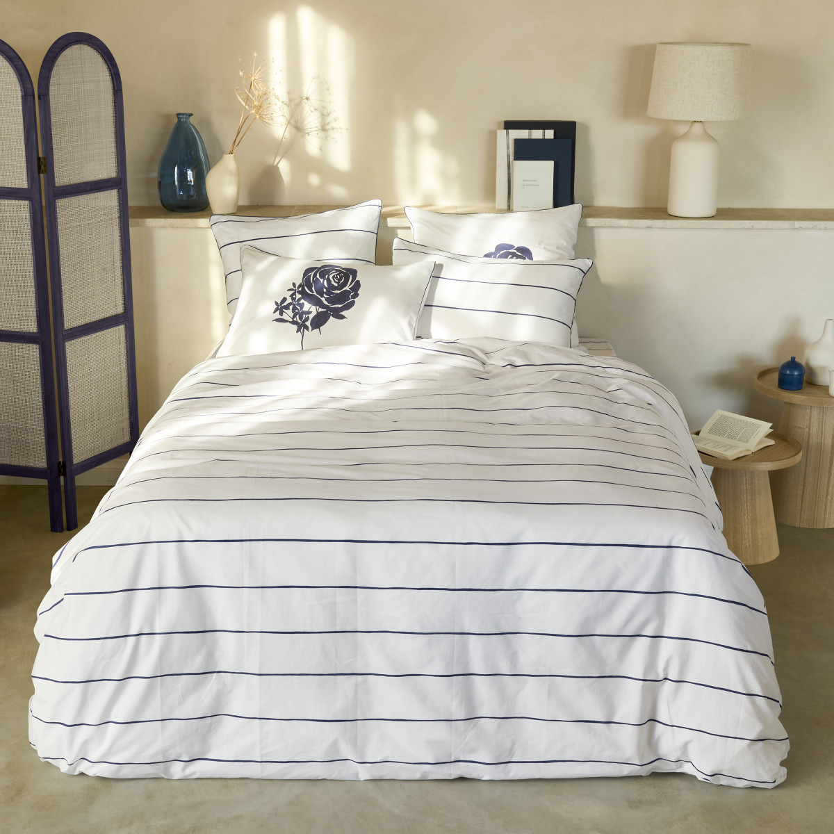 Reversible comforter cover cotton Rosablue