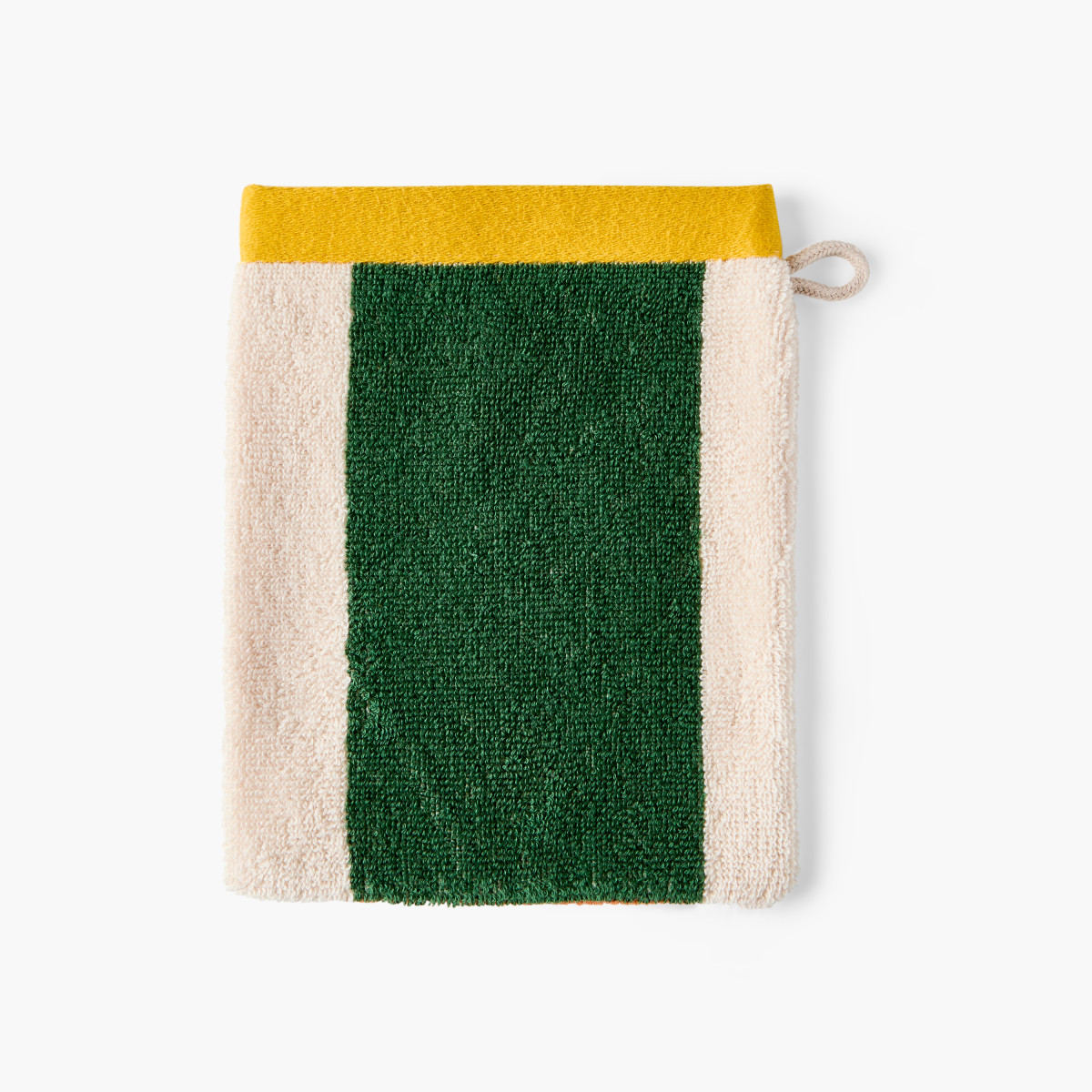 Gant de toilette coton double face Lysiris vert et orange
