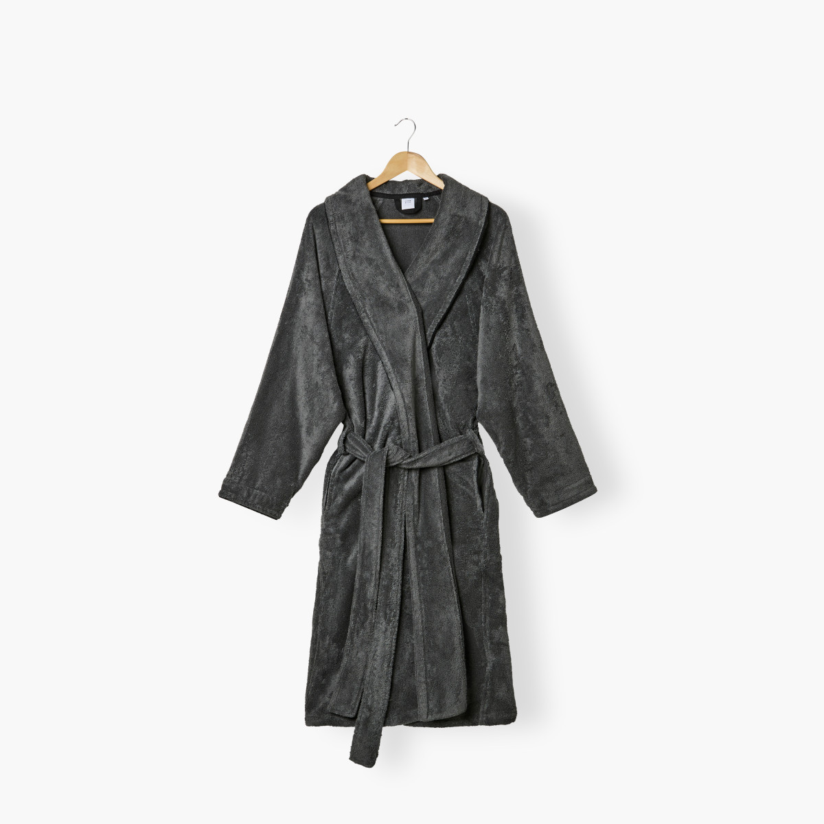 Mixed bathrobe Sasha Basalt and black cotton