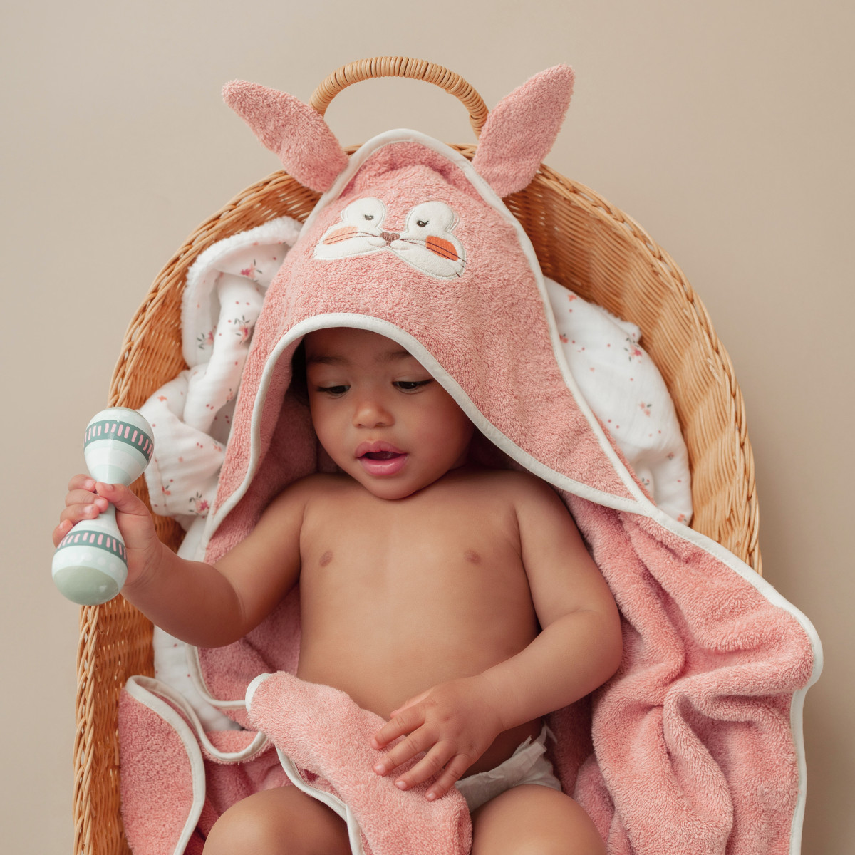 Cape de bain coton Wonderful vieux rose