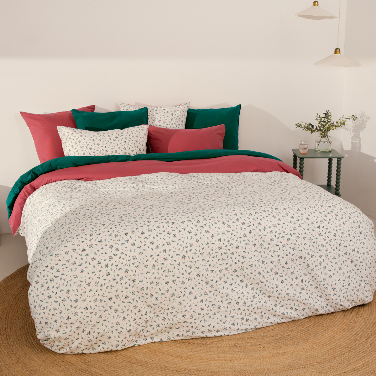 Housse de couette coton Neo rose botanic