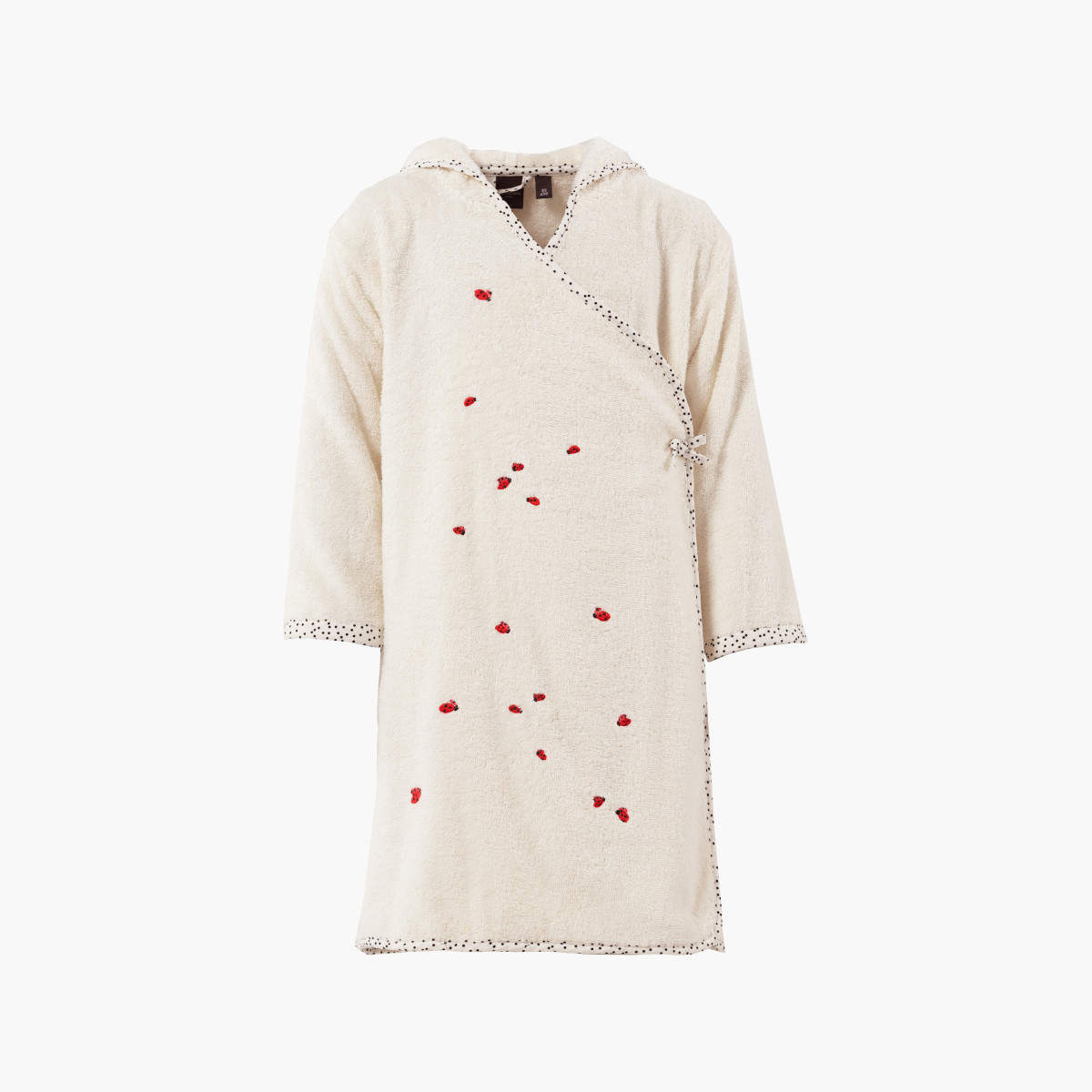 Peignoir enfant coton biologique cache-coeur à capuche Raphia ivoire