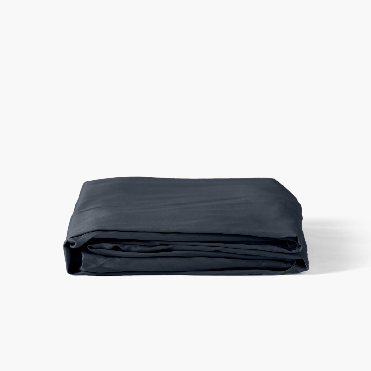 Drap housse satin de coton uni Prestige bleu nuit
