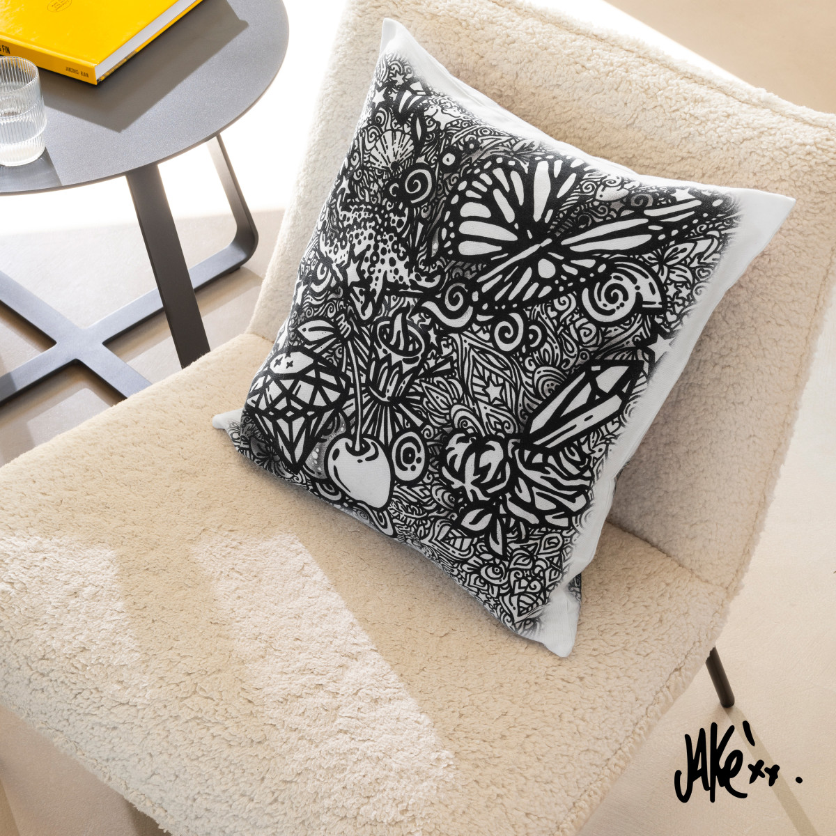 Housse de coussin coton Jakè x Carré Blanc