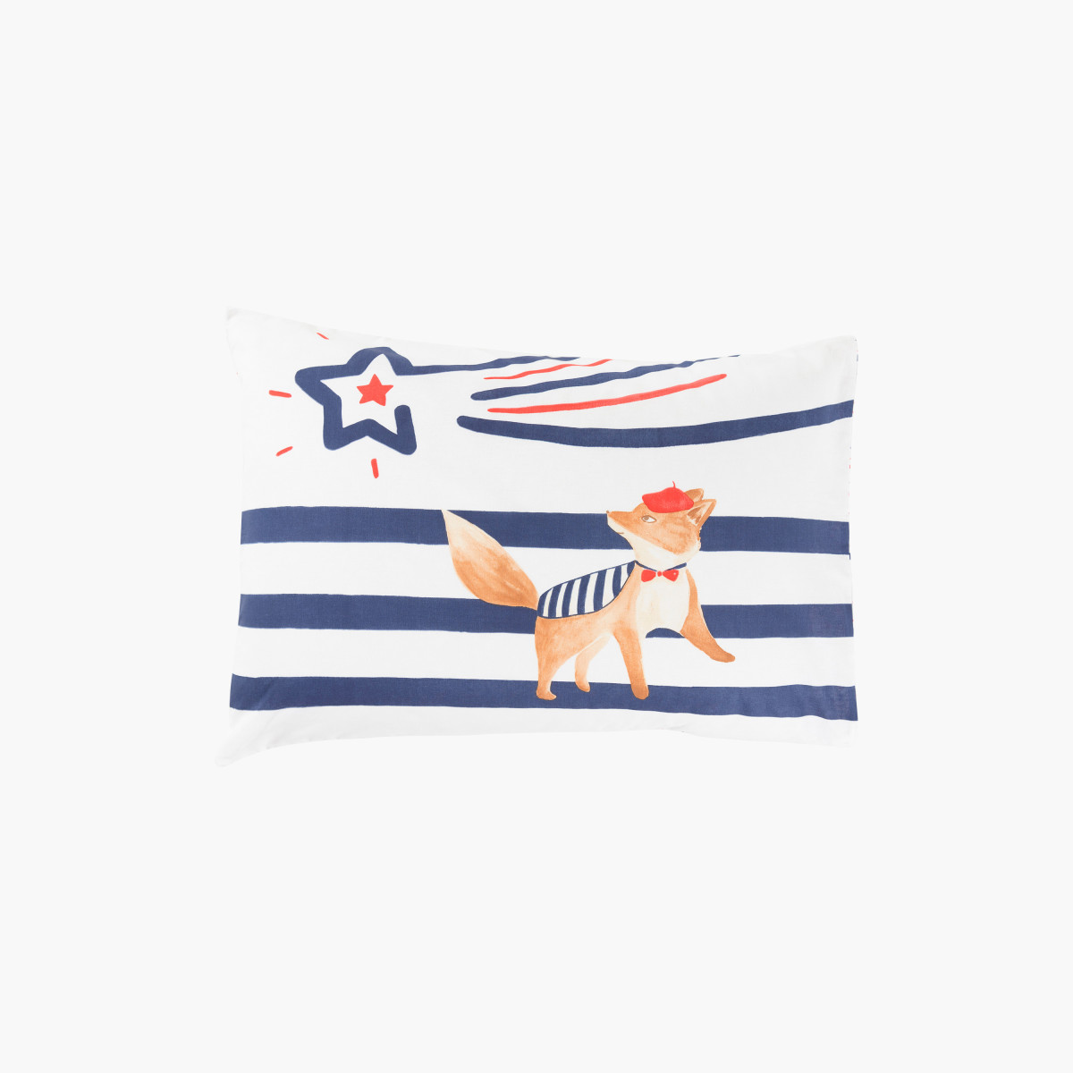 Rectangular reversible pillowcase organic cotton Ptitchic renard