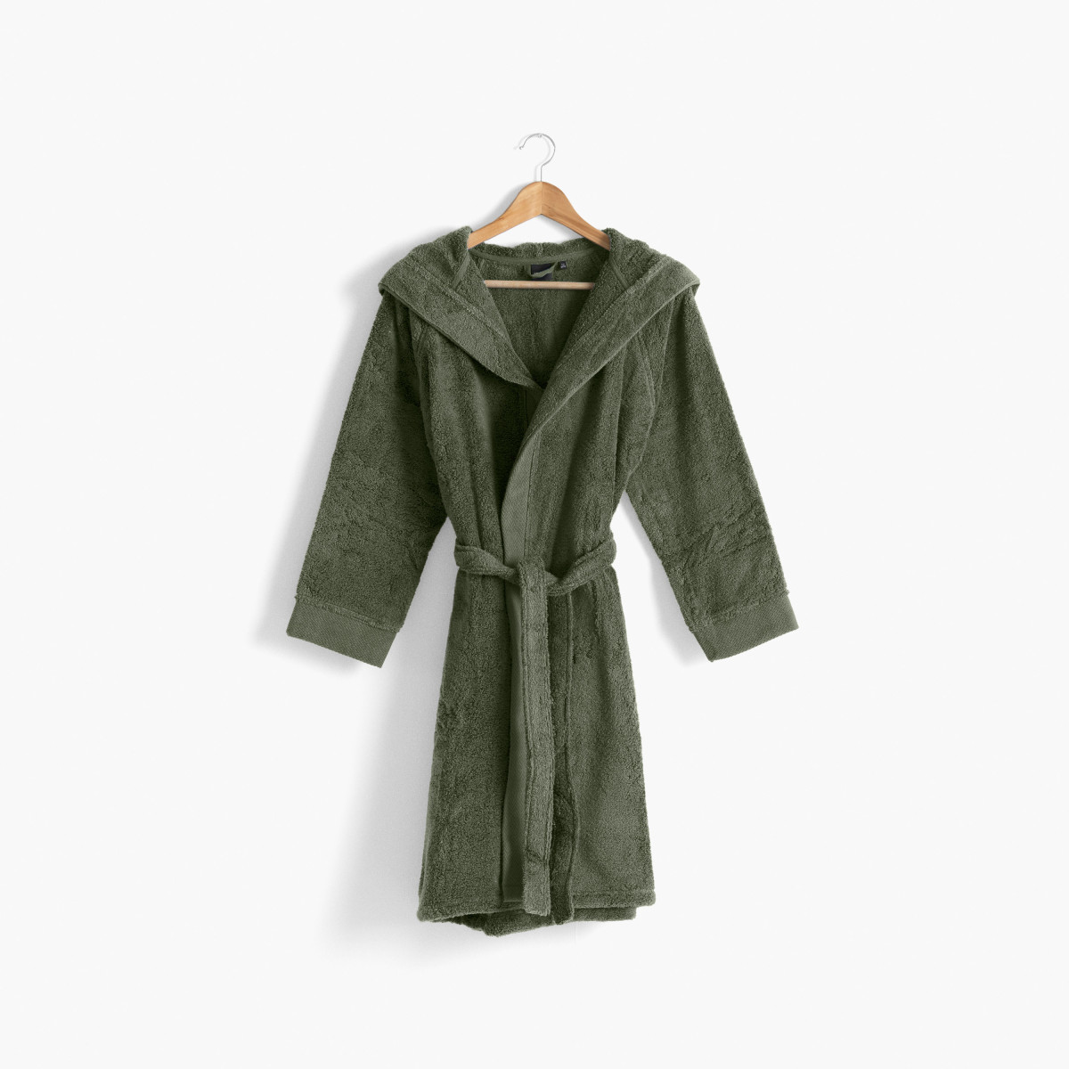 Hugo hooded cotton teenage bathrobe khaki