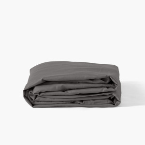 Drap housse satin de coton lavé bio Quartz galet