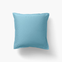 Taie d'oreiller carrée satin de coton jacquard pois et rayures Prestige glacier