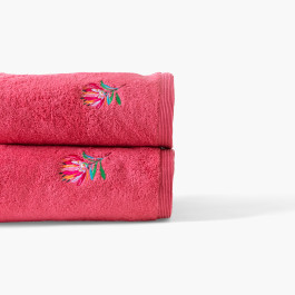Pitaya pink Protea cotton bath towel