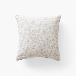 Songe grège floral square pillowcase in washed linen and cotton