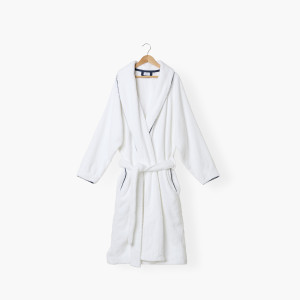 Peignoir mixte Sasha Blanc et marine coton