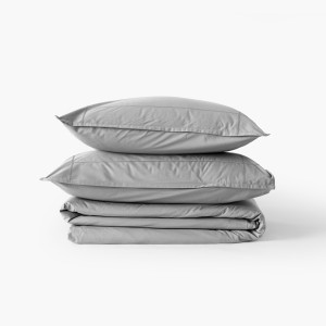 Parure de lit percale de coton Neo gris