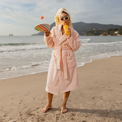 Mixed bathrobe Combo reversible yellow and peach