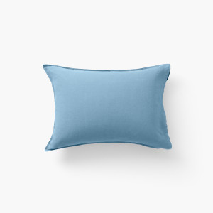 Taie d'oreiller rectangulaire lin et coton lavé Songe bleu baltique