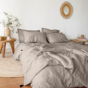 Linen and washed cotton comforter cover Songe grège