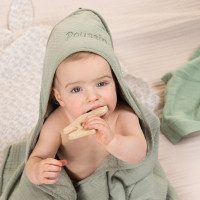 Double-sided cotton and cotton gauze bath cape Lino sage