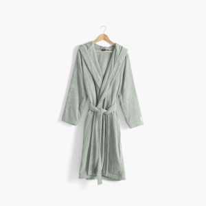 Men's bathrobe with hood, plain organic cotton Osmose lichen