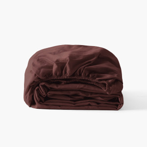 Drap housse satin de coton lavé bio Quartz barolo