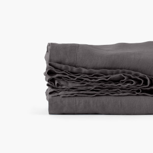 Songe charbon washed linen bed sheet