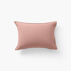 Taie d'oreiller rectangulaire lin lavé Songe rose cendré