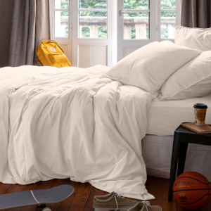 Housse de couette enfant pur coton lavé biologique Souffle vanille