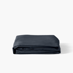 Drap housse satin de coton uni Prestige bleu nuit