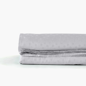 Drap de lit satin de coton jacquard pois et rayures Prestige tourterelle