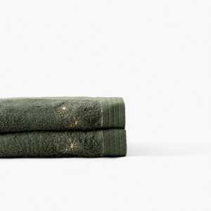Serviette de toilette coton et viscose de bambou Silvalys vert forêt