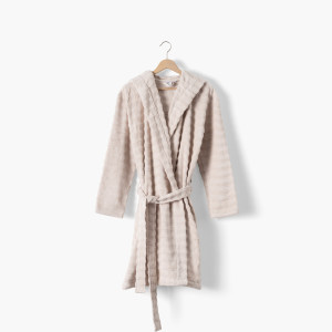 Peignoir femme à capuche coton Aura beige tendre