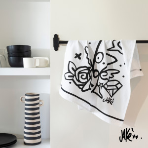 Torchon de cuisine coton Jakè x Carré Blanc