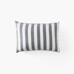 Tempos navy striped linen and washed cotton rectangular pillowcase