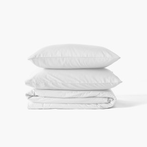 Parure de lit satin de coton lavé bio Quartz Blanc