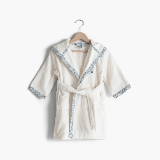 Baby bathrobe in organic cotton with hood Dandine ivory