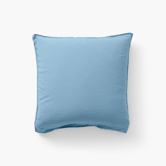 Baltic blue Songe square pillowcase in linen and washed cotton