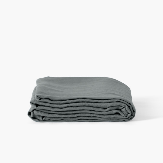 Songe kaki ash bed sheet in washed linen