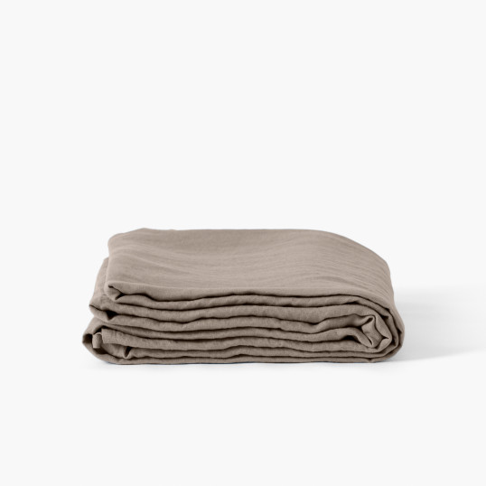 Songe taupe washed linen bed sheet