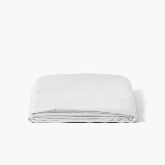 Quartz Organic Washed Satin Cotton Flat Sheet in White