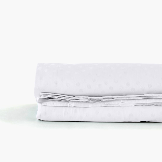 Prestige Satin Cotton Jacquard Flat Sheet Spots and Stripes in White
