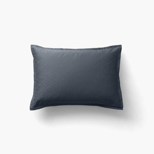 Prestige night blue rectangular pillowcase, satin cotton jacquard, polka dots and stripes